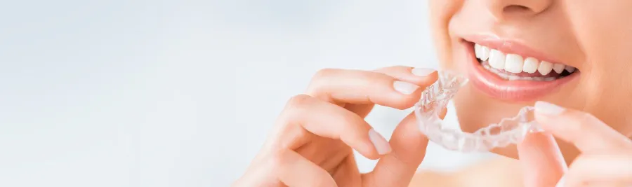 Clear aligner being placed